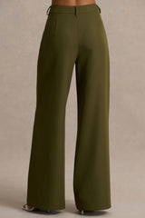 Silvia | Olive Straight-Leg Trousers