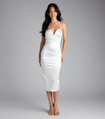 Krissy Satin Bodycon Formal Midi Dress