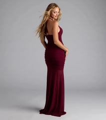Mia Halter Slit Mermaid Mesh Formal Dress