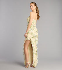 Jacie Floral Ruffle Column Formal Dress