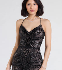 Brooke Lace-Up Mermaid Sequin Mesh Formal Dress