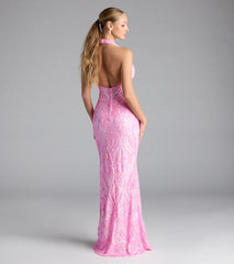 Larrea Halter Bodycon Slit Sequin Formal Dress