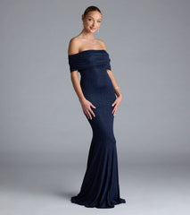 Nastassia Off-The-Shoulder Mermaid Glitter Formal Dress