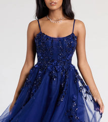 Lula A-Line Sequin Floral Tulle Ball Gown