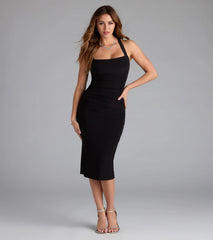 Scene Stealer Halter Bodycon Midi Dress