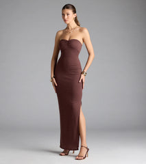 Beachy Breeze Strapless Slit Maxi Dress