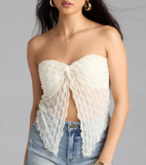 Hot To Go Strapless Slit Crop Top