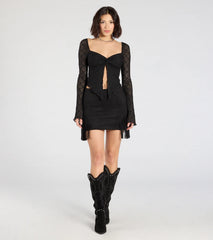 Irresistible Flair Lace Long Sleeve Crop Top