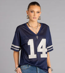 Game Ready Glam Rhinestone Jersey Top