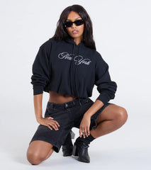 New York Bubble Crop Hoodie
