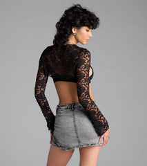 Forever Femme Sheer Lace Long Sleeve Topper