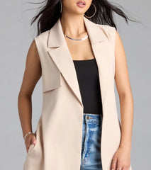 Leave It Me Belted Long Vest