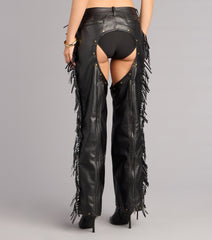 Outlaw Mood Faux Leather Fringe Chaps