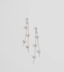 Sparkly Charm Rhinestone Butterfly Linear Earrings