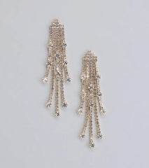 All This Glamour Rhinestone Tassel Earrings