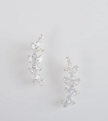 Statement Cubic Zirconia Leaf Ear Crawlers