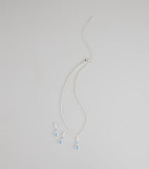 Call Me Princess Rhinestone Necklace And Earrings Set