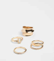 Feelin' Bold Rhinestone Ring Set