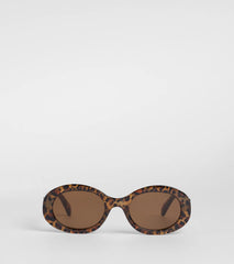 Trendsetter Leopard Print Oval Sunglasses