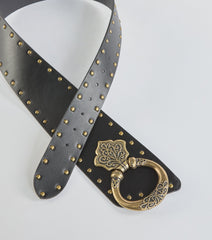 Trendy Flair Studded Faux Leather Belt