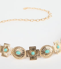 Boho Sleek Cross Concho Chain Belt