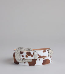 Glam By The Countryside Cow Rhinestone Buckle Belt