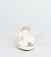 Vacay Ready Flower Strap Stiletto Mules