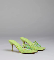 Alluring Strappy Stud Stiletto Mules