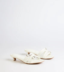 Trendy Steps Buckle Strap Kitten Heel Mules