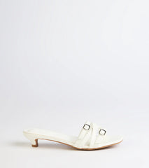 Trendy Steps Buckle Strap Kitten Heel Mules