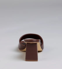 Chic Flair Square Toe Block Heel Mules