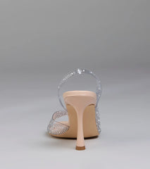Clear Goals Rhinestone Pearl Slingback Pumps