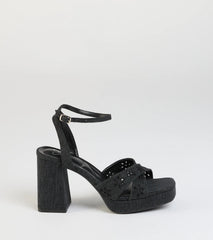 Darling Sunshine Eyelet Platform Block Heels