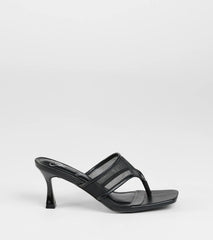 Sheer Twist Mesh Thong Stiletto Mules