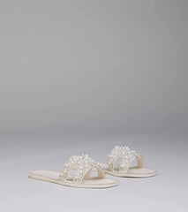 Pop Of Luxe Sparkle Faux Pearl Rhinestone Sandals