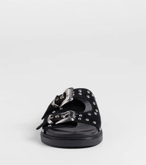 Cool Girl Studded Western Buckle Sandals