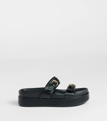 On A New Level Buckle Strappy Platform Sandals
