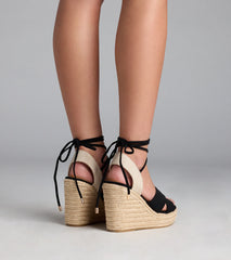 Weekend Date Lace-Up Espadrille Wedges