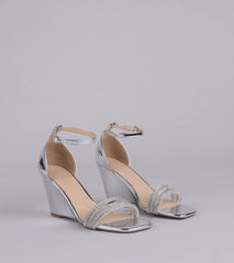 Major Glow Rhinestone Metallic Wedge Heels