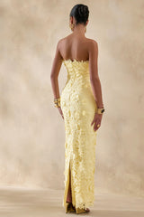 Gracie | Lemon Lace Bandeau Maxi Dress