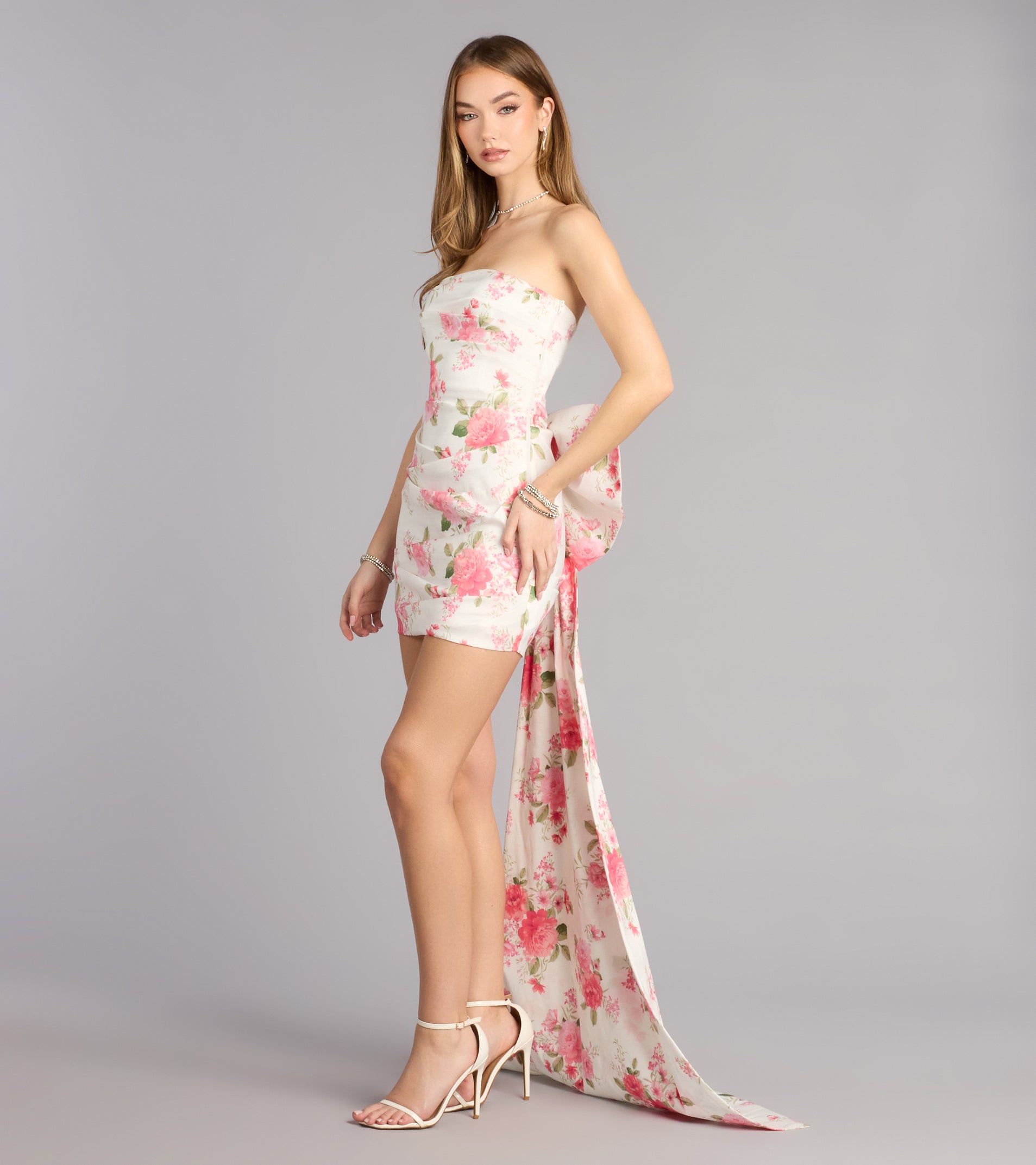 Loraine Floral Bow Mini Dress