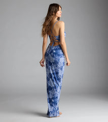 Claudia Lace-Up Slit Floral Formal Dress