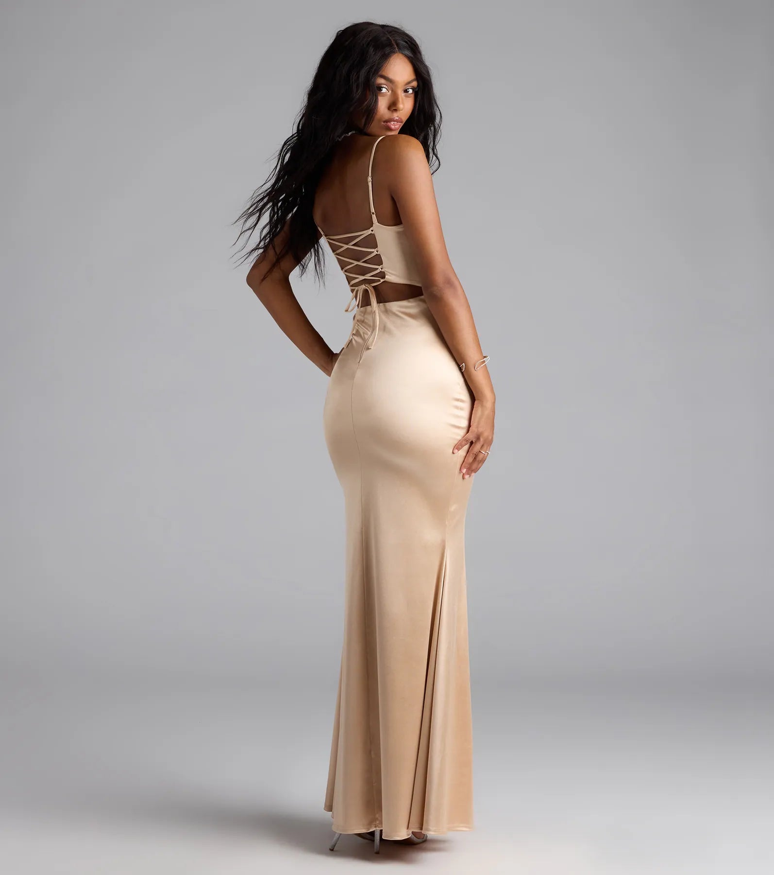 Evalina Lace-Up Mermaid Dress