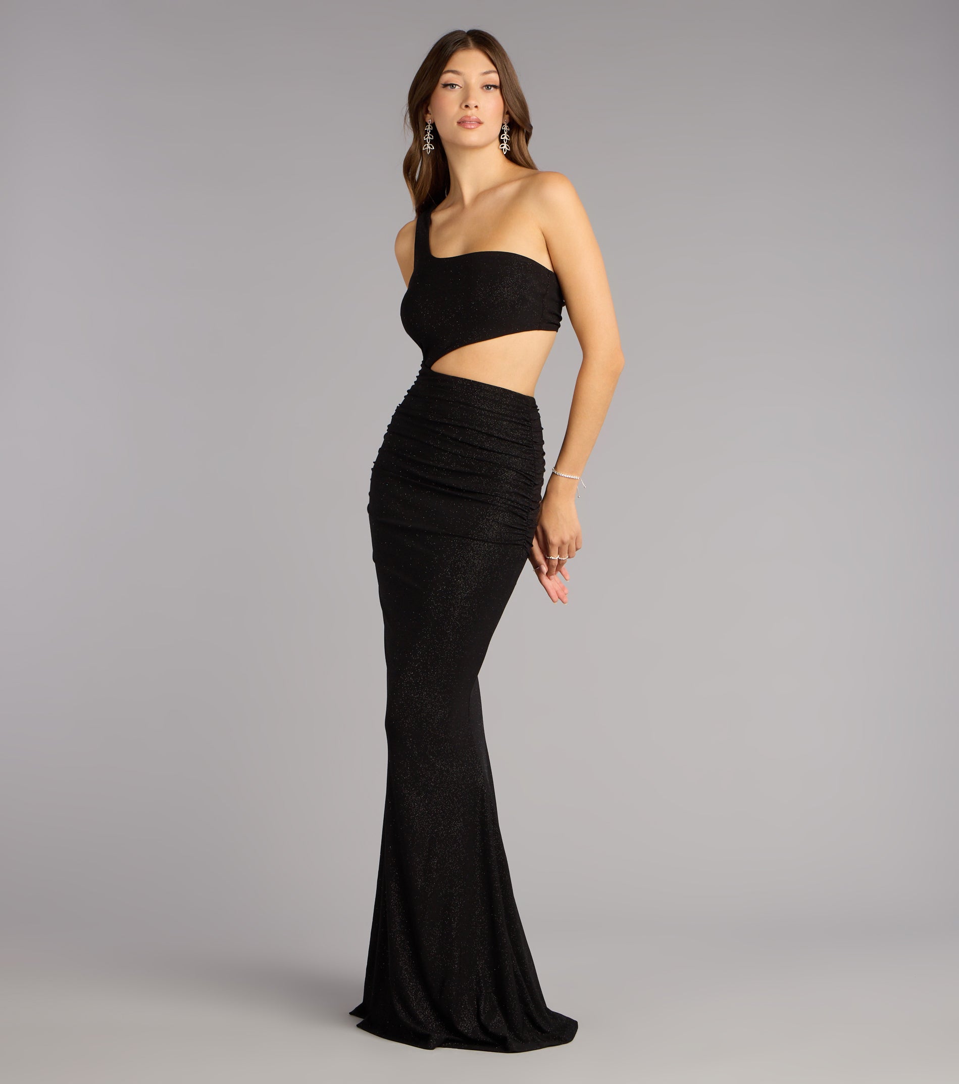 Giselle One-Shoulder Mermaid Glitter Formal Dress
