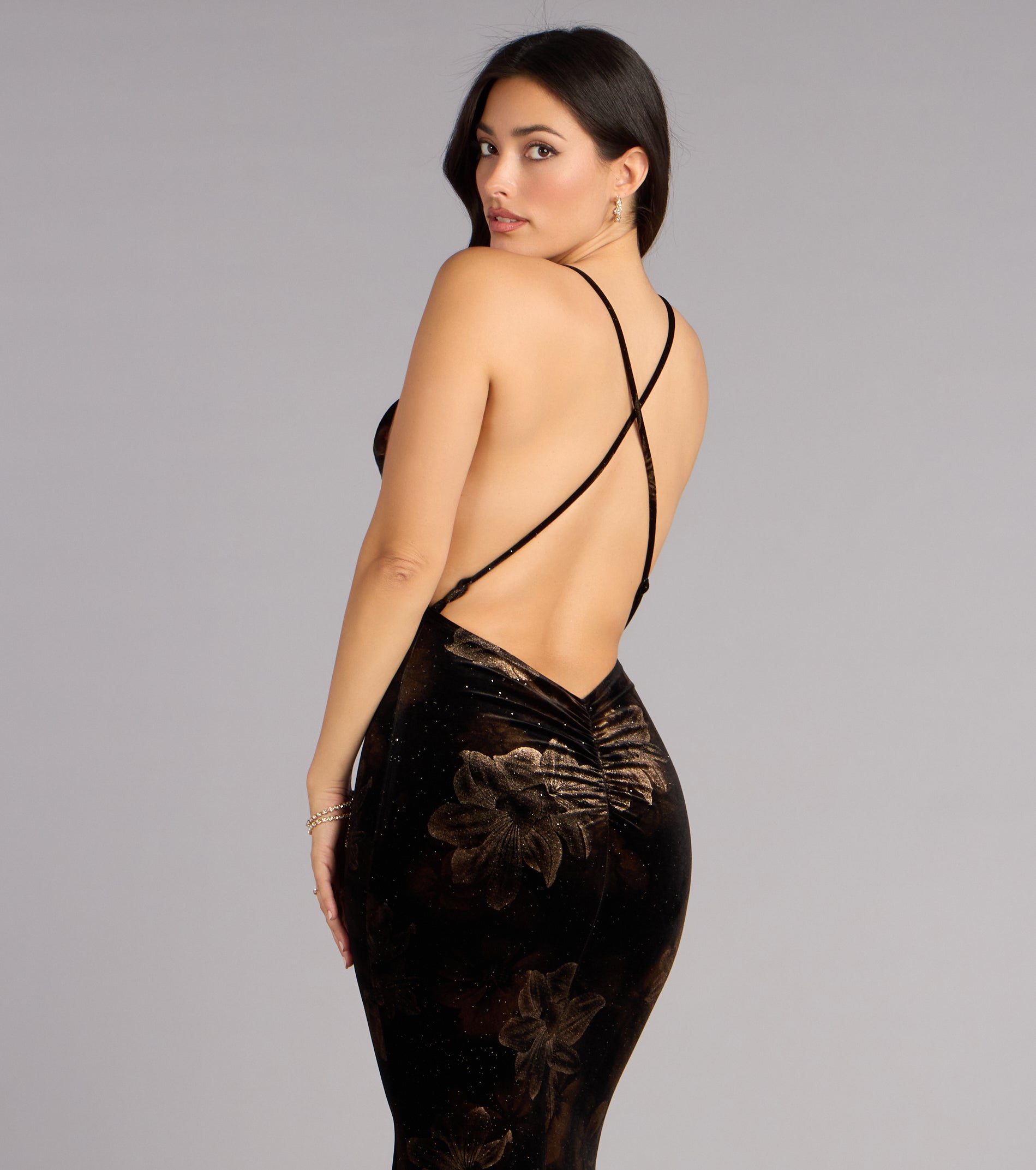 Dalia Floral Velvet Mermaid Formal Dress
