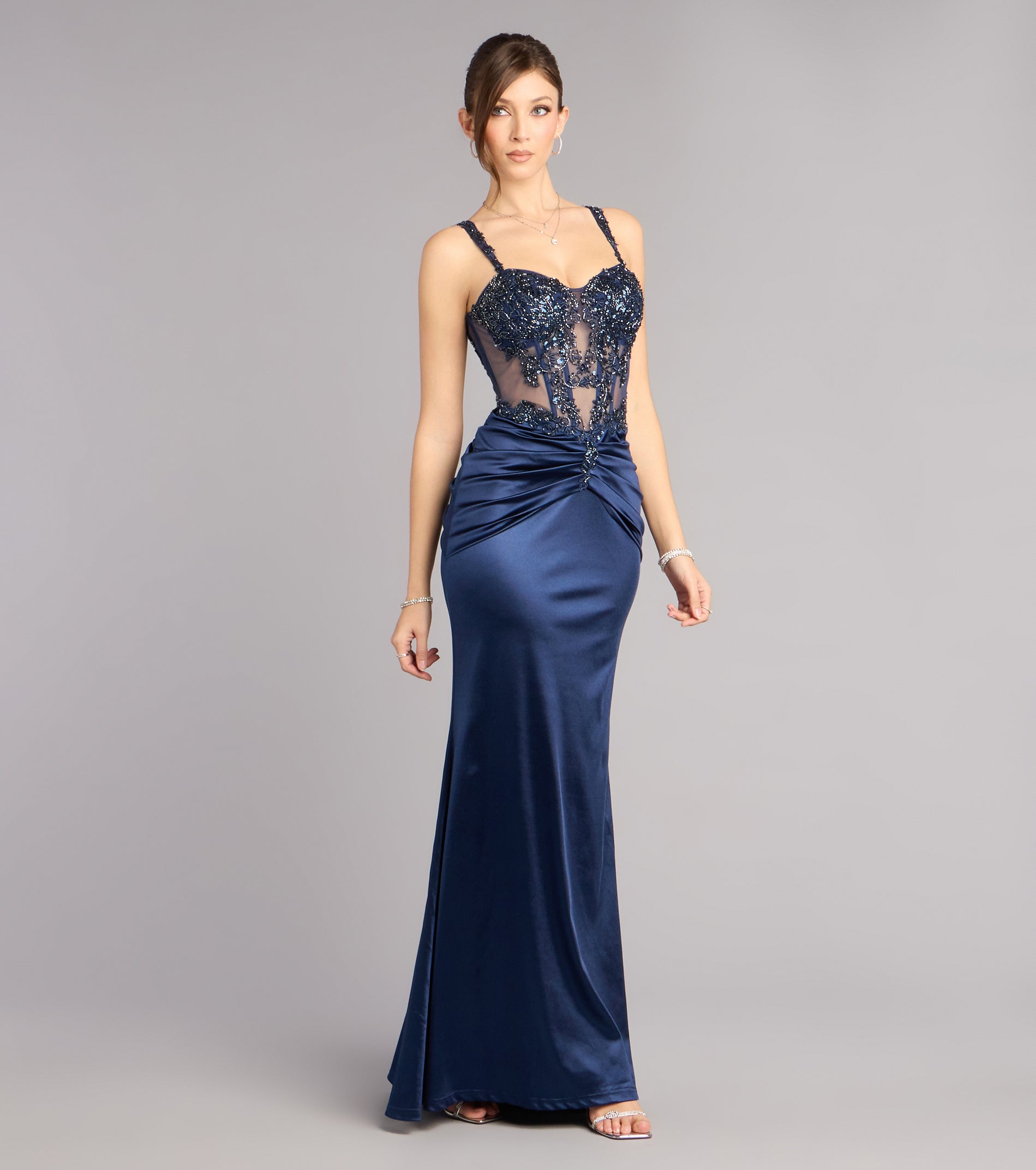 Tiffany Satin Beaded Corset Formal Dress