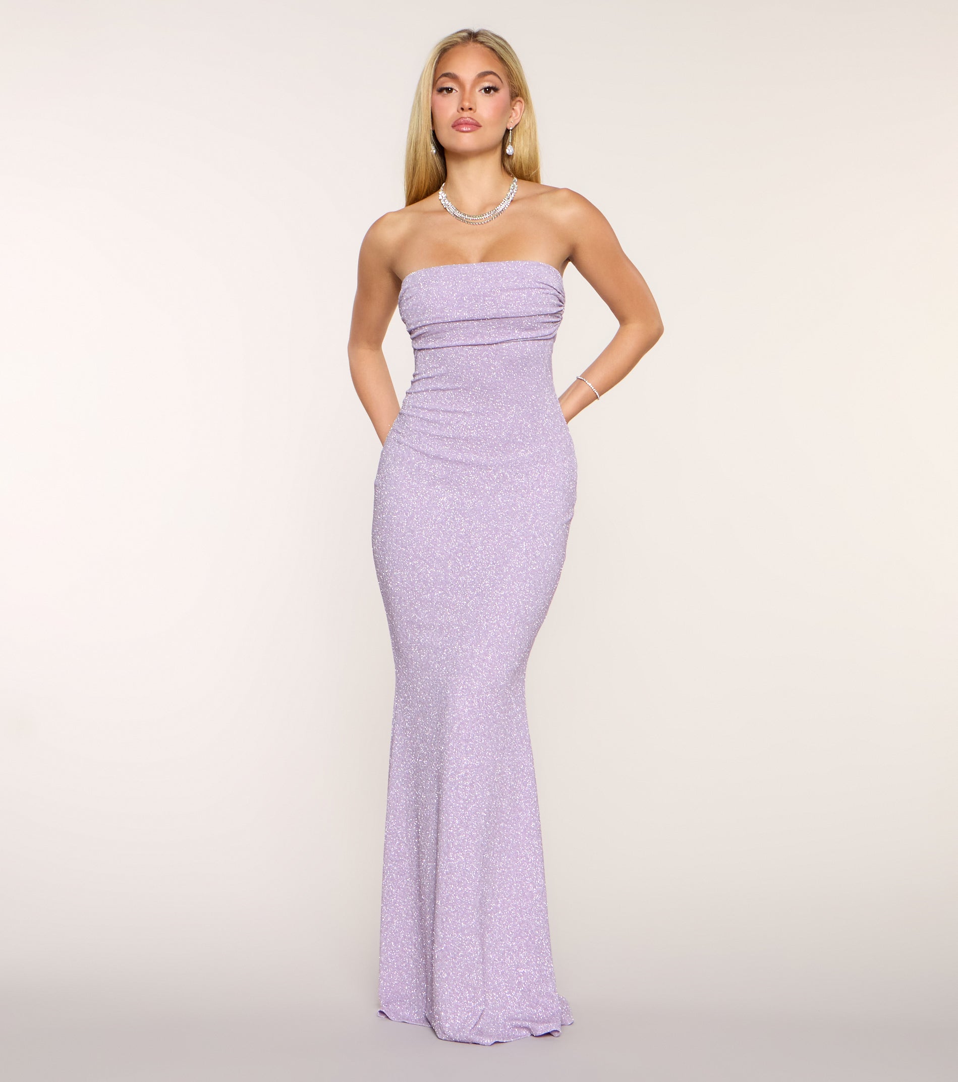 Audrina Glitter Strapless Mermaid Formal Dress
