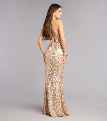 Emely Floral Sequin High Slit Mermaid Dress