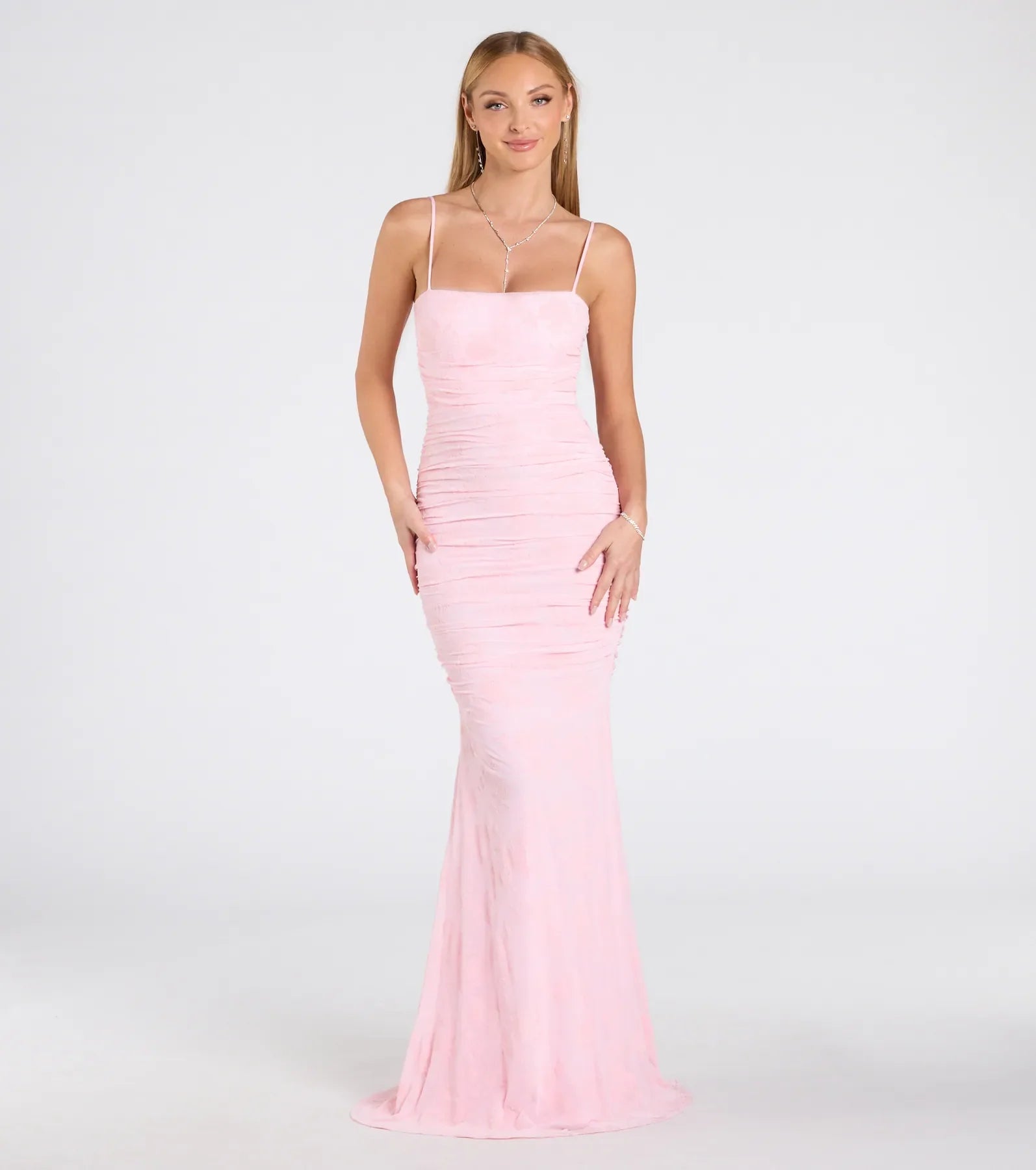 Jaymie Tie-Back Floral Velvet Mermaid Formal Dress