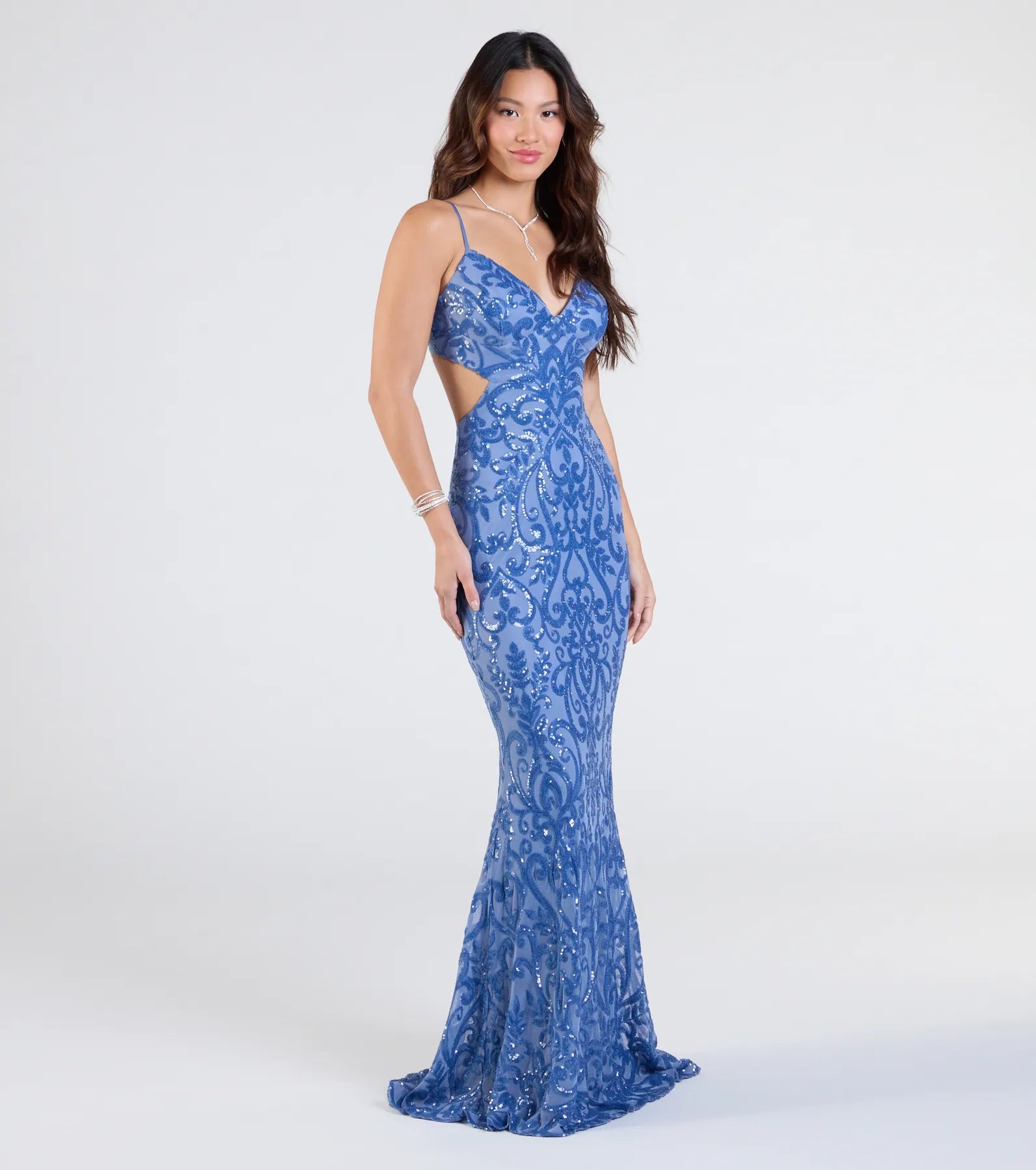 Jenny Cutout Open Back Mermaid Sequin Formal Dress